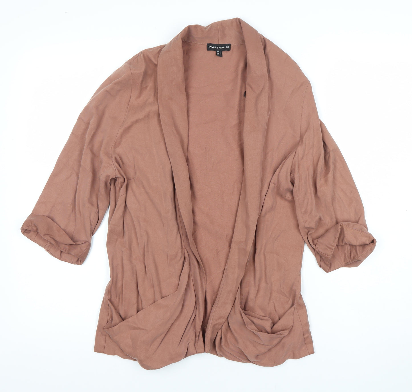 Warehouse Women's Brown Size 14 Lightweight Shawl Lapel Blazer