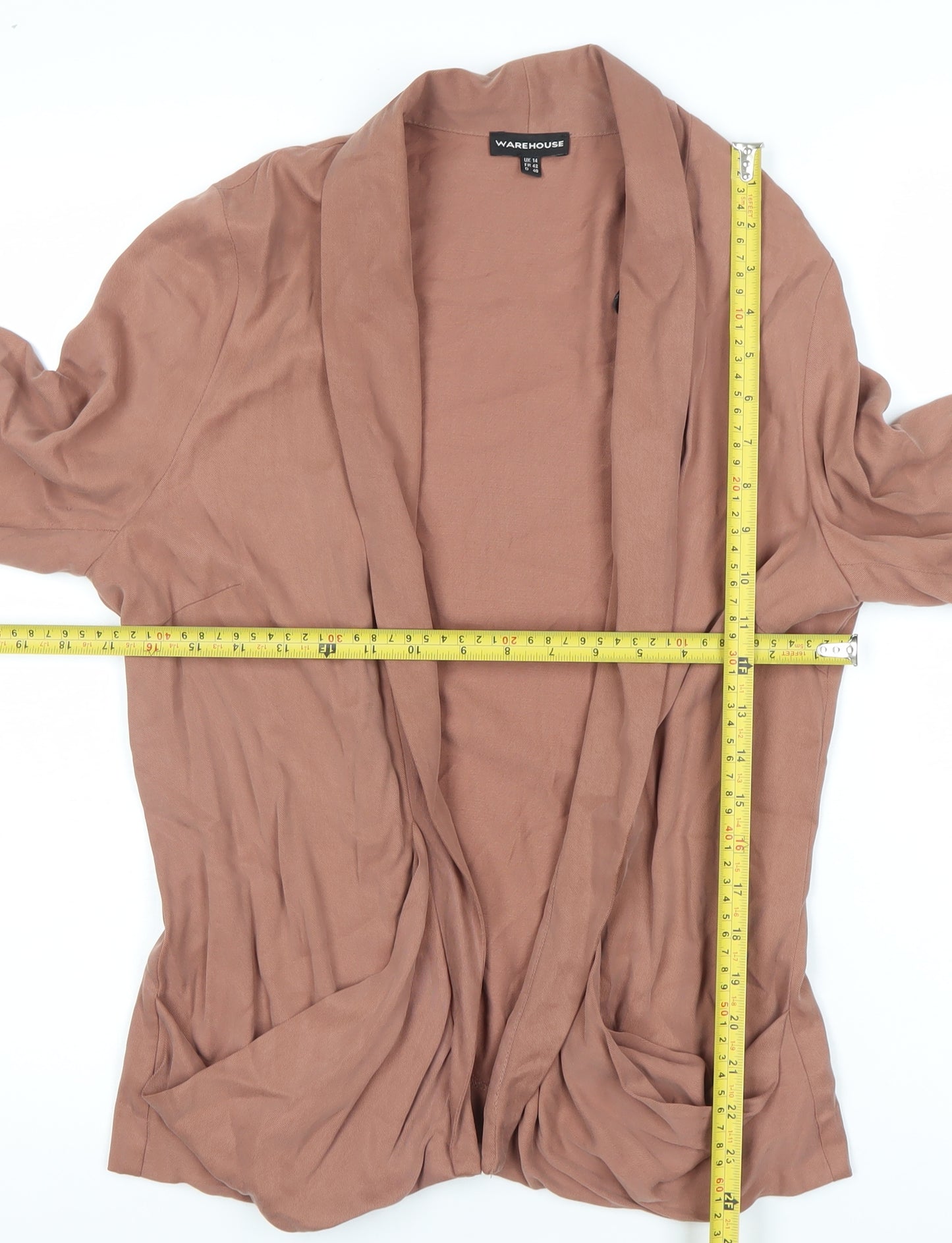 Warehouse Women's Brown Size 14 Lightweight Shawl Lapel Blazer