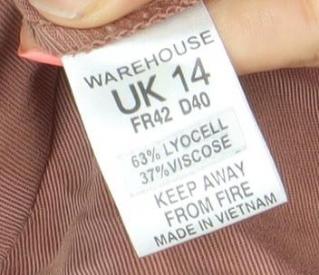 Warehouse Women's Brown Size 14 Lightweight Shawl Lapel Blazer