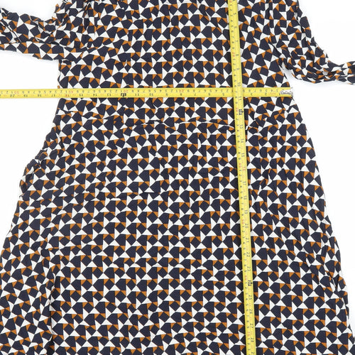 H&M Women’s Multicoloured Geometric A-Line Dress Size 8 Long Sleeve Viscose