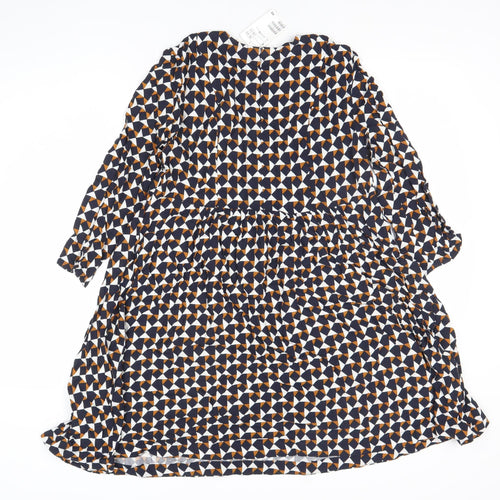 H&M Women’s Multicoloured Geometric A-Line Dress Size 8 Long Sleeve Viscose
