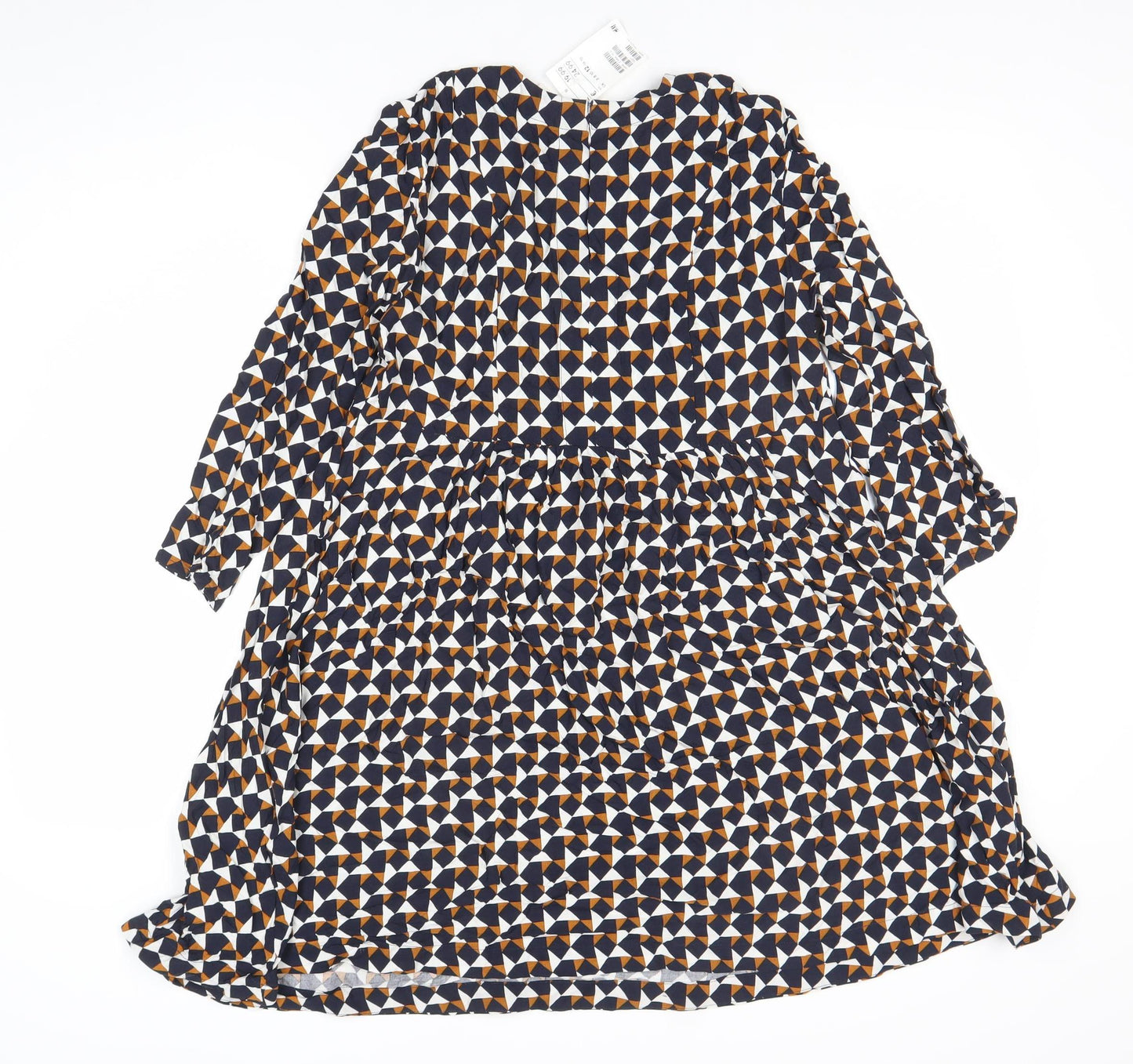 H&M Women’s Multicoloured Geometric A-Line Dress Size 8 Long Sleeve Viscose