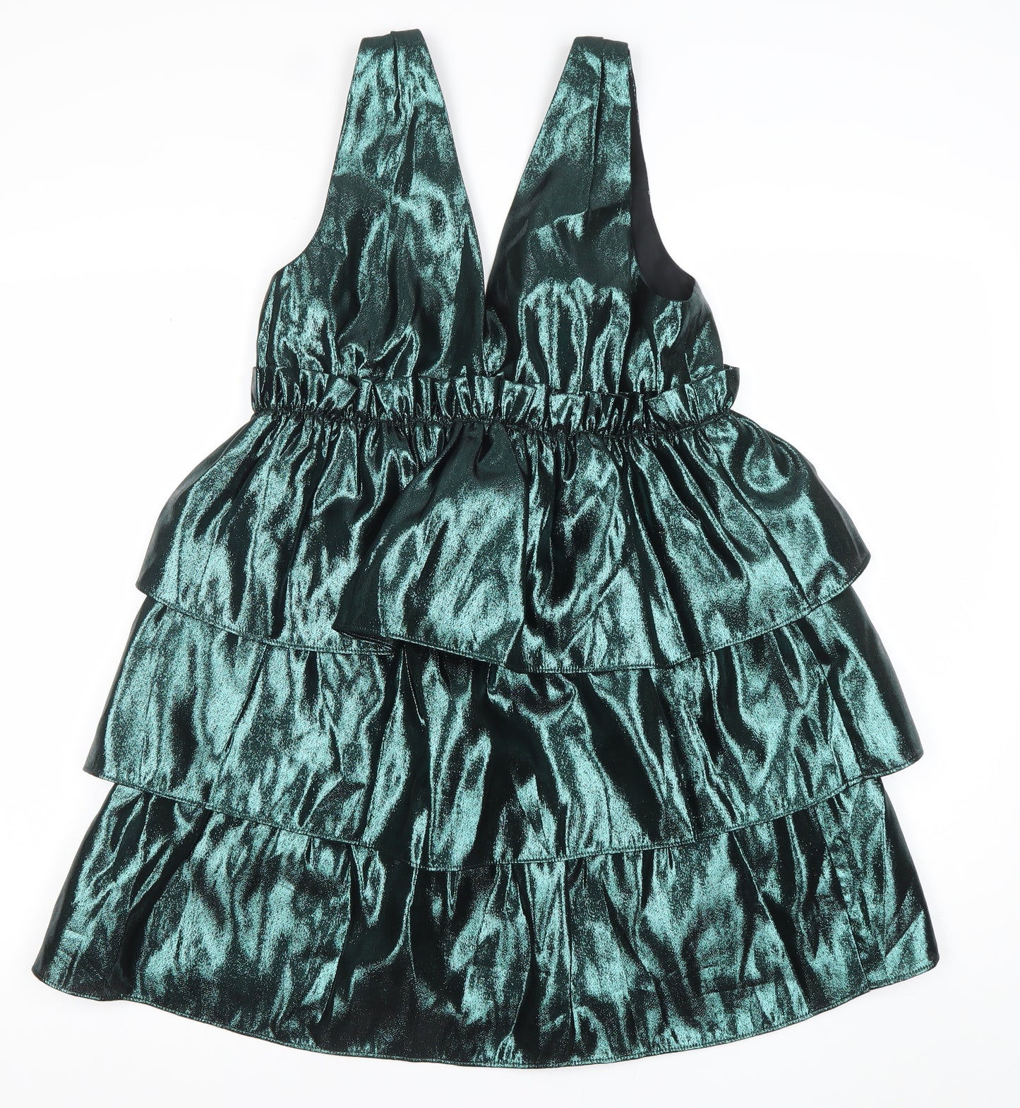 ZARA Women’s Green Velvet Ruffle Short Party Dress Size S