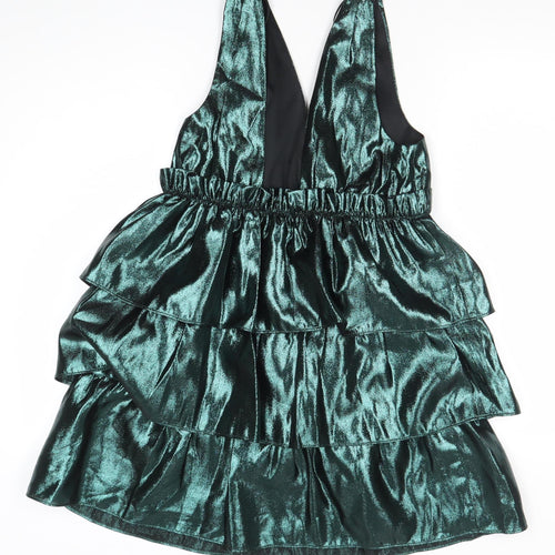 ZARA Women’s Green Velvet Ruffle Short Party Dress Size S
