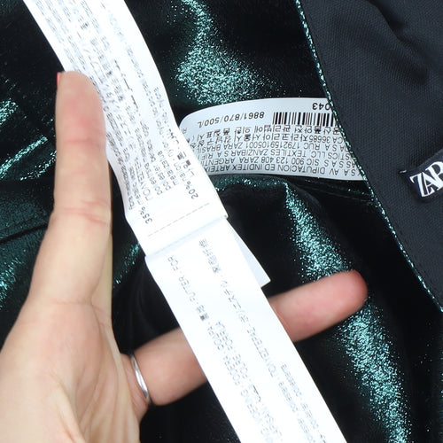 ZARA Women’s Green Velvet Ruffle Short Party Dress Size S