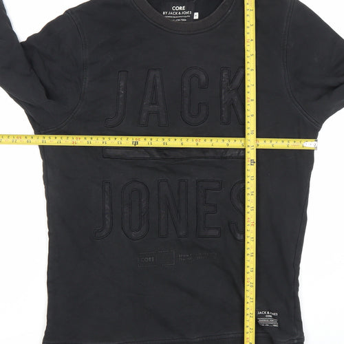Jack & Jones Mens Black Pullover Sweatshirt Size S Classic Logo