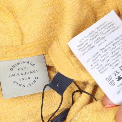 Jack & Jones Men's Yellow Pullover Hoodie Size L