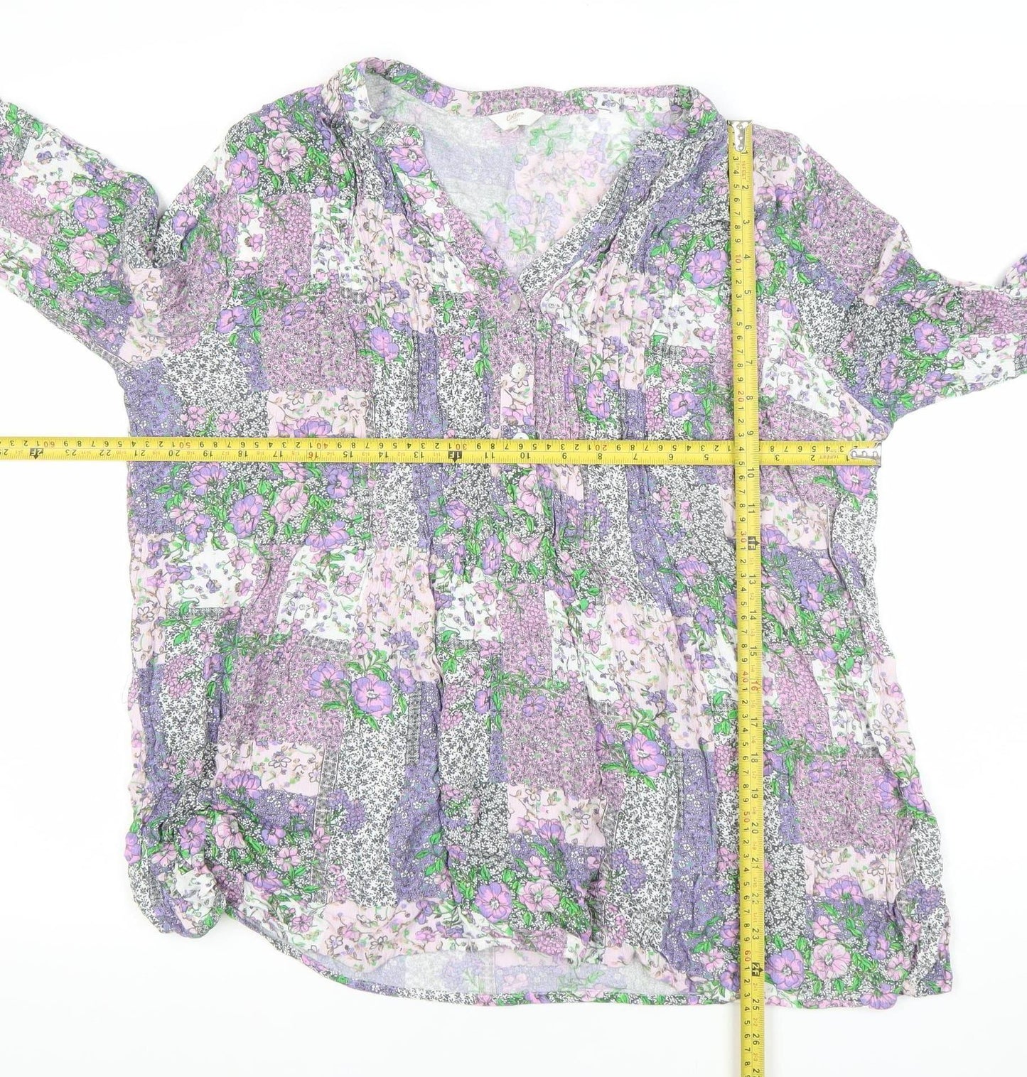 Colson Women’s Multicoloured Floral Tunic Blouse Size 22 3/4 Sleeve Viscose