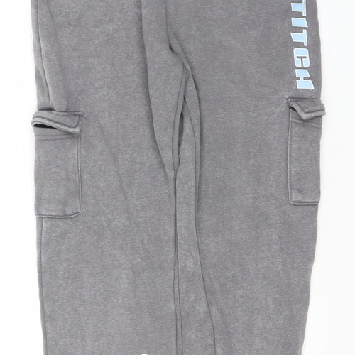 Disney Stitch Boys Grey Joggers 11-12 Years Elastic Waist Fleece Sweatpants