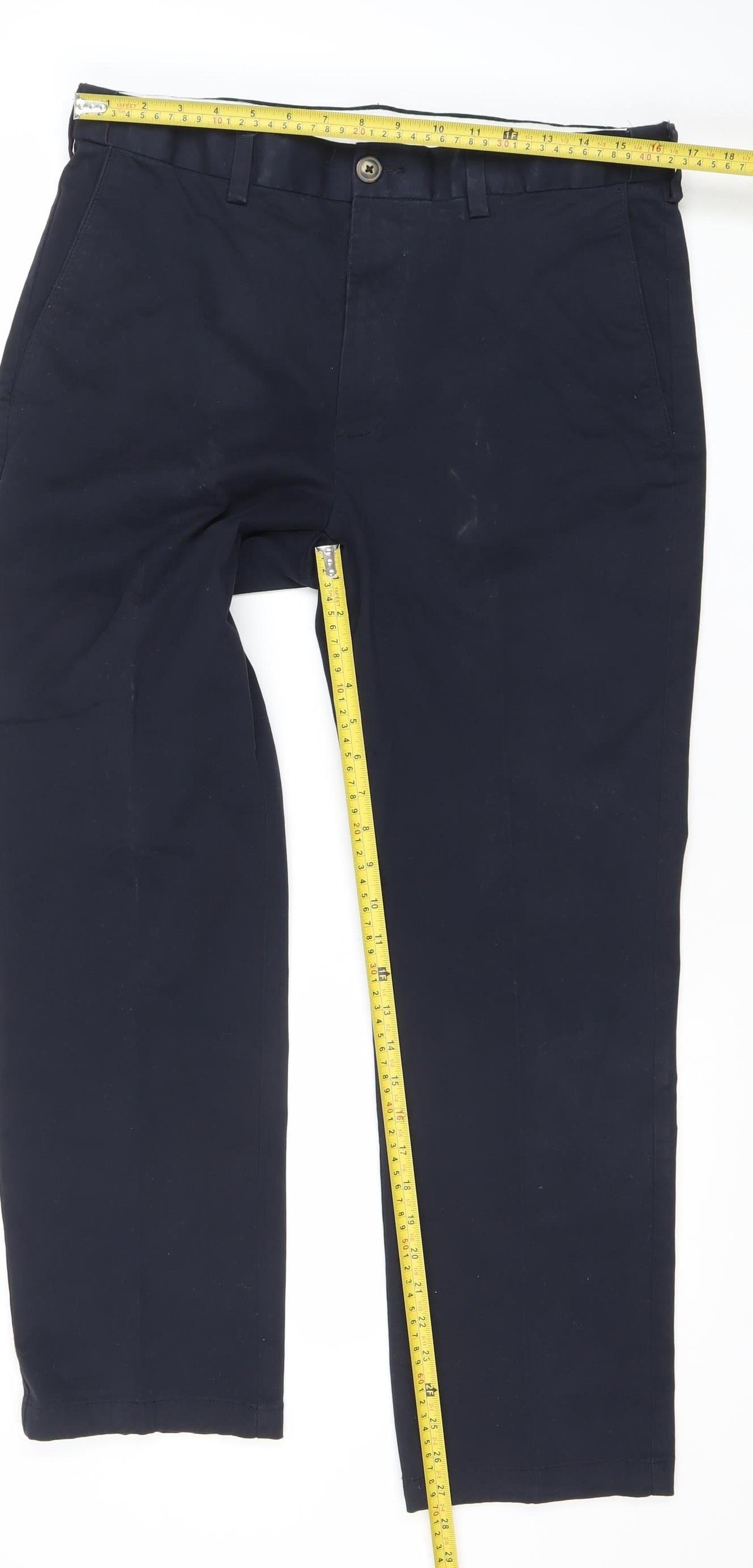 Dunnes Stores Men's Blue 34R Chino Trousers Cotton Blend