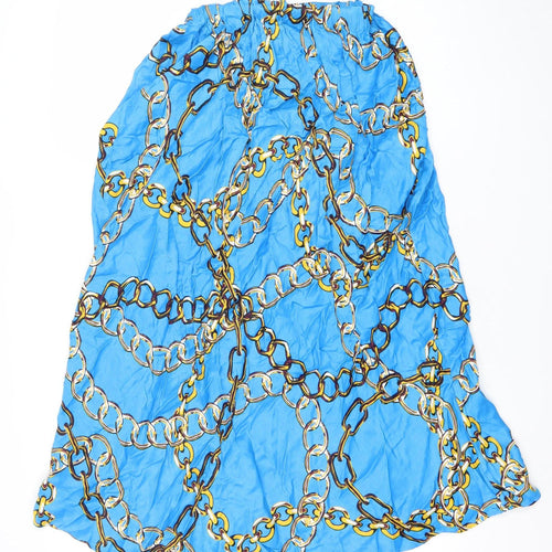 Dunnes Women’s Blue Chain Print A-Line Skirt Size 16 Viscose