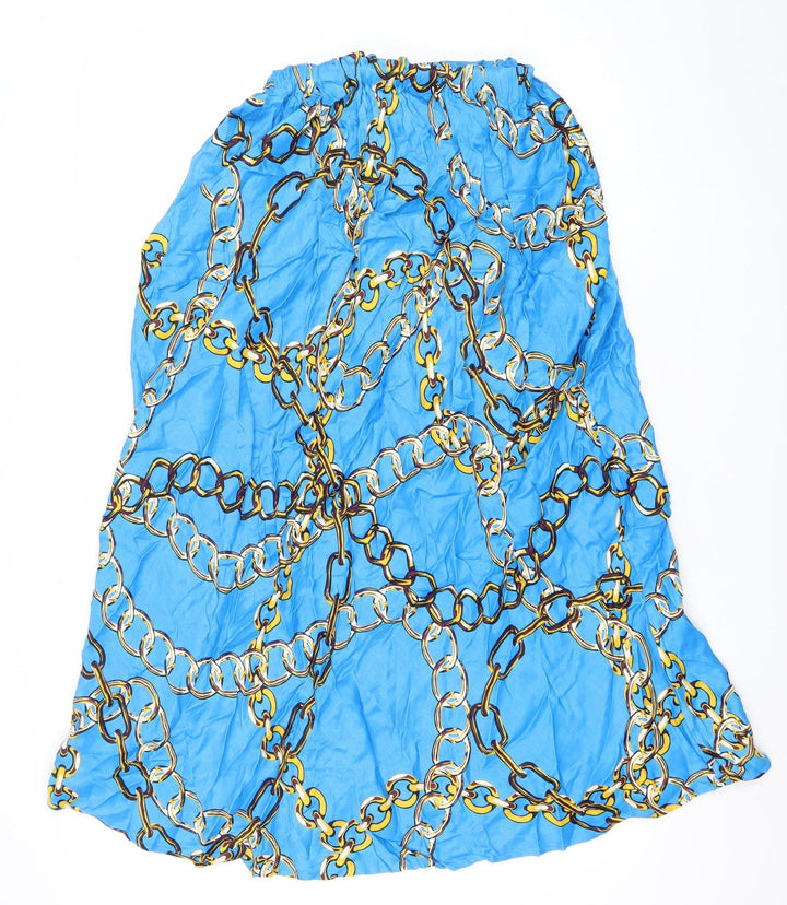 Dunnes Women’s Blue Chain Print A-Line Skirt Size 16 Viscose
