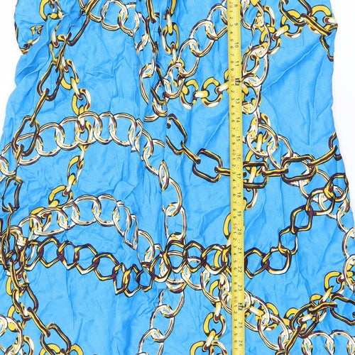 Dunnes Women’s Blue Chain Print A-Line Skirt Size 16 Viscose
