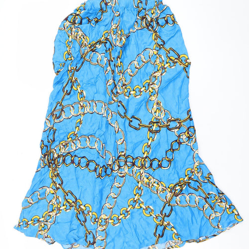 Dunnes Women’s Blue Chain Print A-Line Skirt Size 16 Viscose