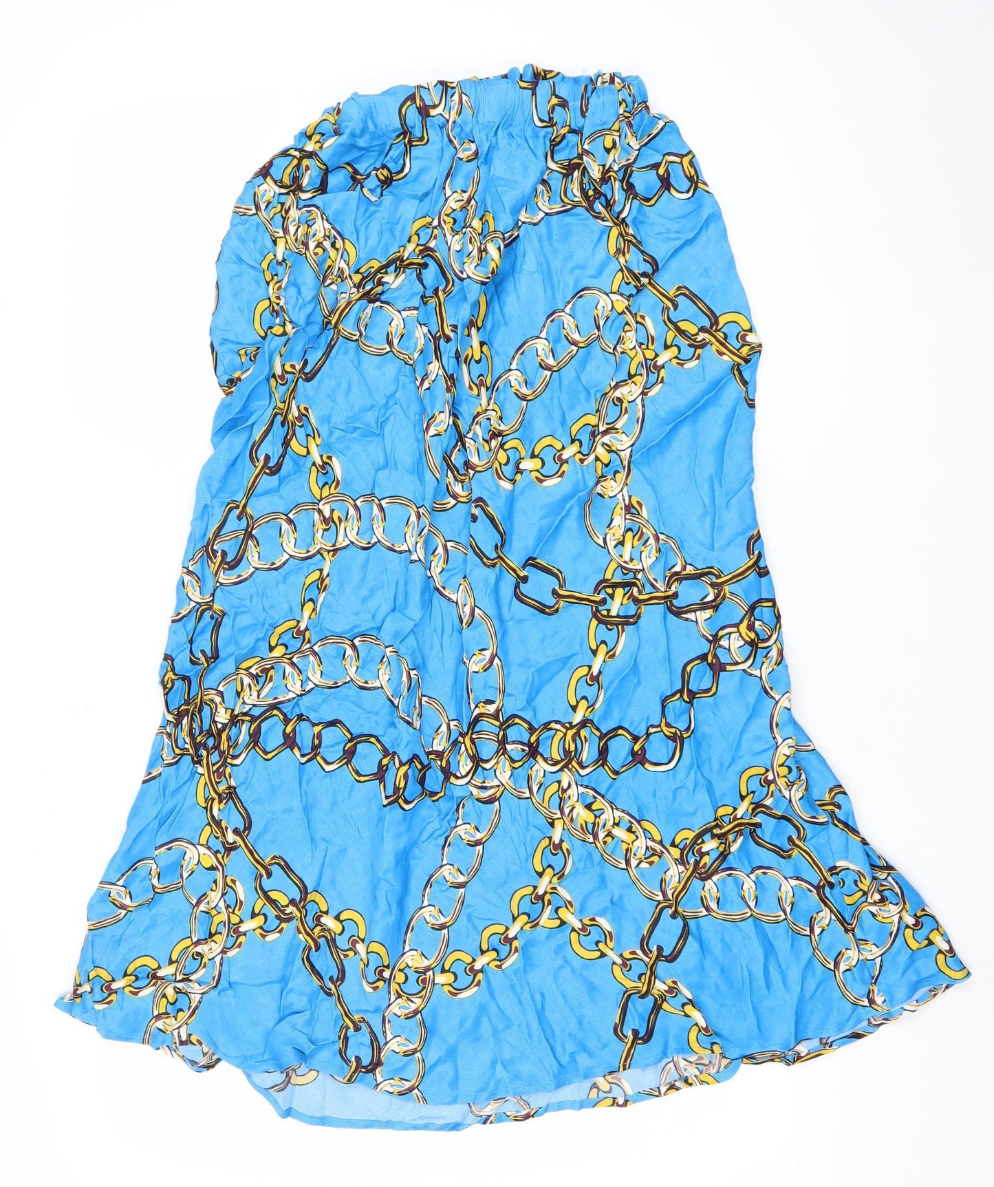Dunnes Women’s Blue Chain Print A-Line Skirt Size 16 Viscose