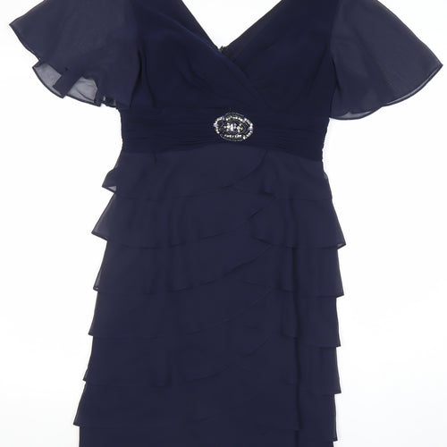 La Nouvelle Renaissance Women's Navy Knee Length V-Neck Bodycon Dress Size 10