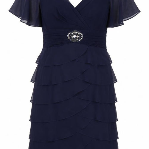 La Nouvelle Renaissance Women's Navy Knee Length V-Neck Bodycon Dress Size 10