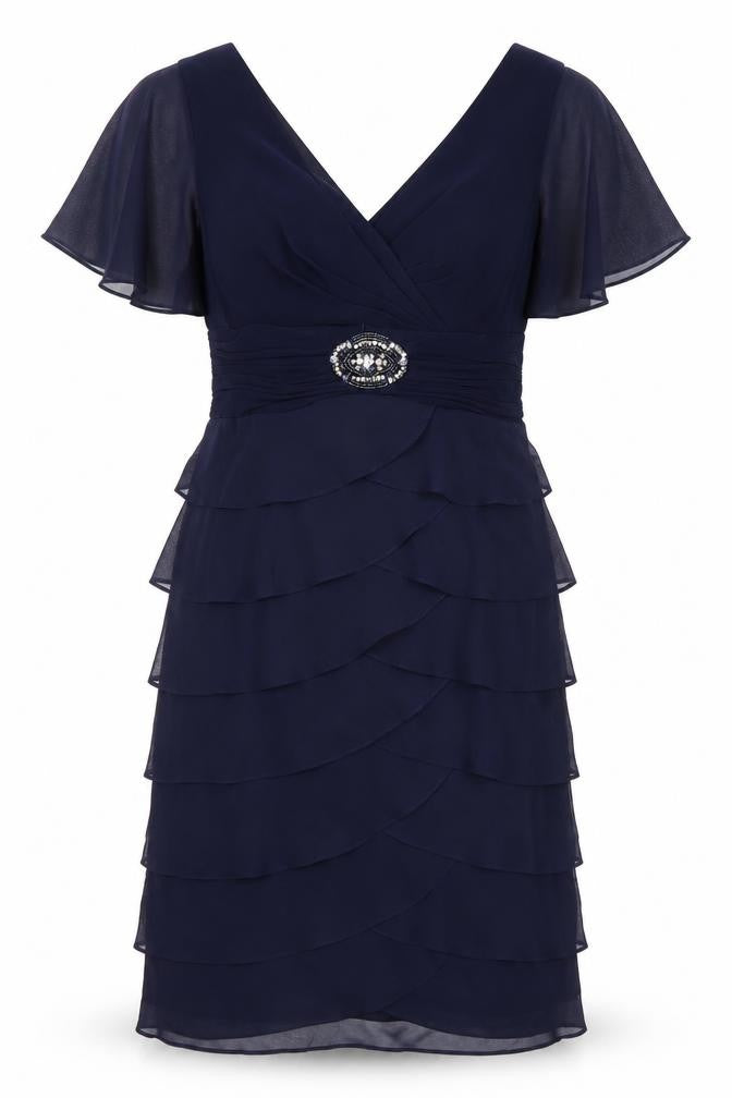 La Nouvelle Renaissance Women's Navy Knee Length V-Neck Bodycon Dress Size 10