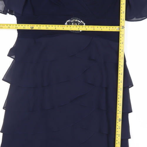 La Nouvelle Renaissance Women's Navy Knee Length V-Neck Bodycon Dress Size 10