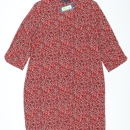 Marks and Spencer Women’s Red Abstract Shift Dress Size 12 3/4 Sleeve