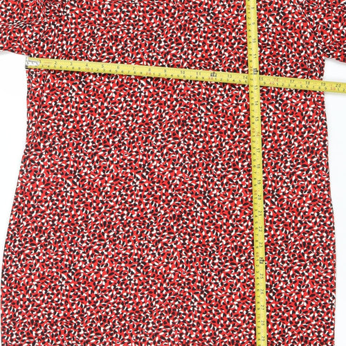 Marks and Spencer Women’s Red Abstract Shift Dress Size 12 3/4 Sleeve