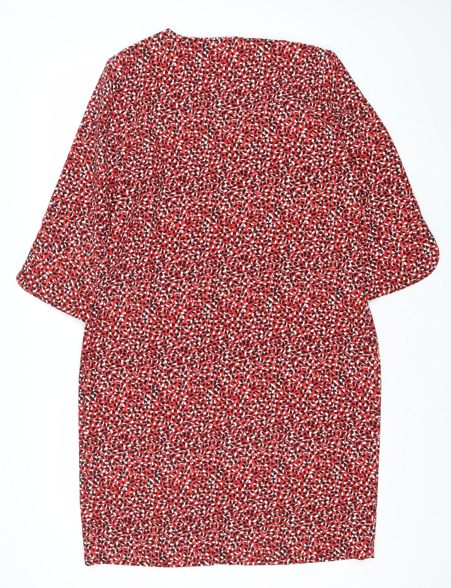Marks and Spencer Women’s Red Abstract Shift Dress Size 12 3/4 Sleeve