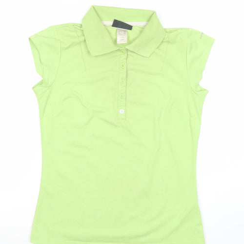 Oxylane Women's Green XS Polo Shirt Short Sleeve Lightweight Polyester
