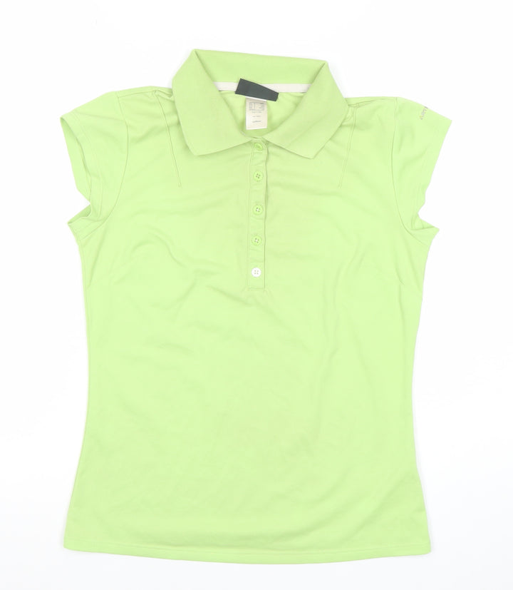 Oxylane Women's Green XS Polo Shirt Short Sleeve Lightweight Polyester