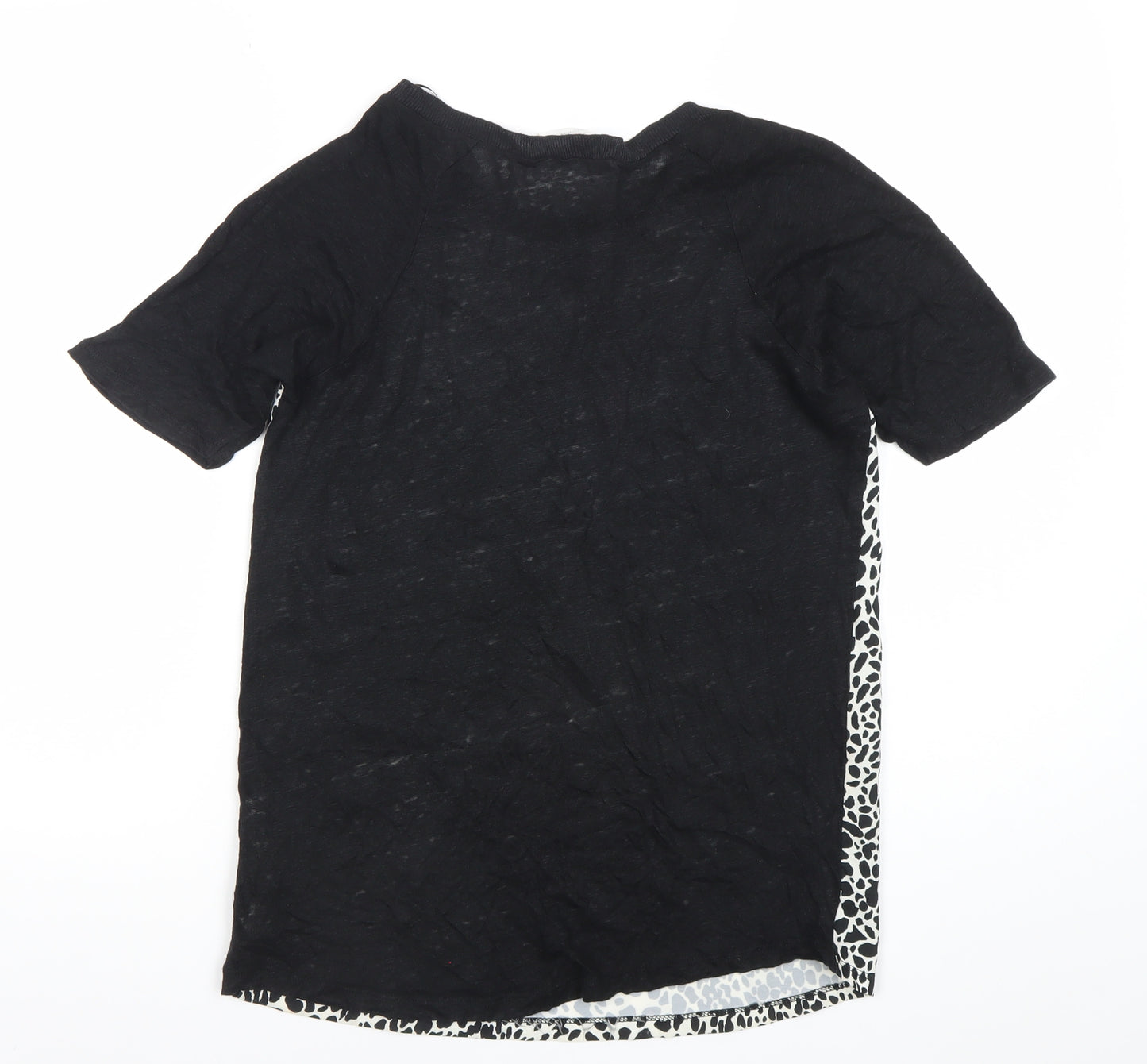 Zara Women’s Black Animal Print Linen T-Shirt Size 12
