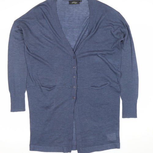 Rage Women’s Blue V-Neck Long Sleeve Button Cardigan Size M