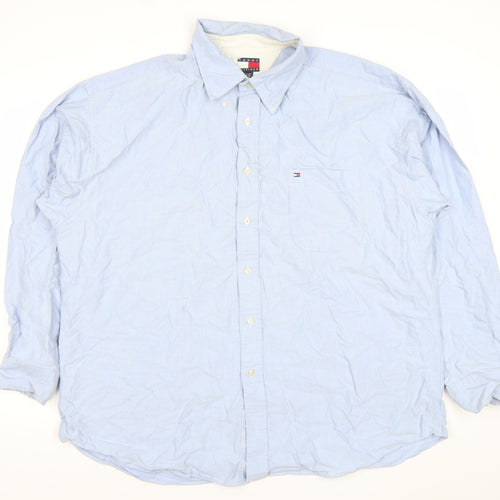Tommy Hilfiger Men's Blue 2XL Button-Down Cotton Formal Shirt
