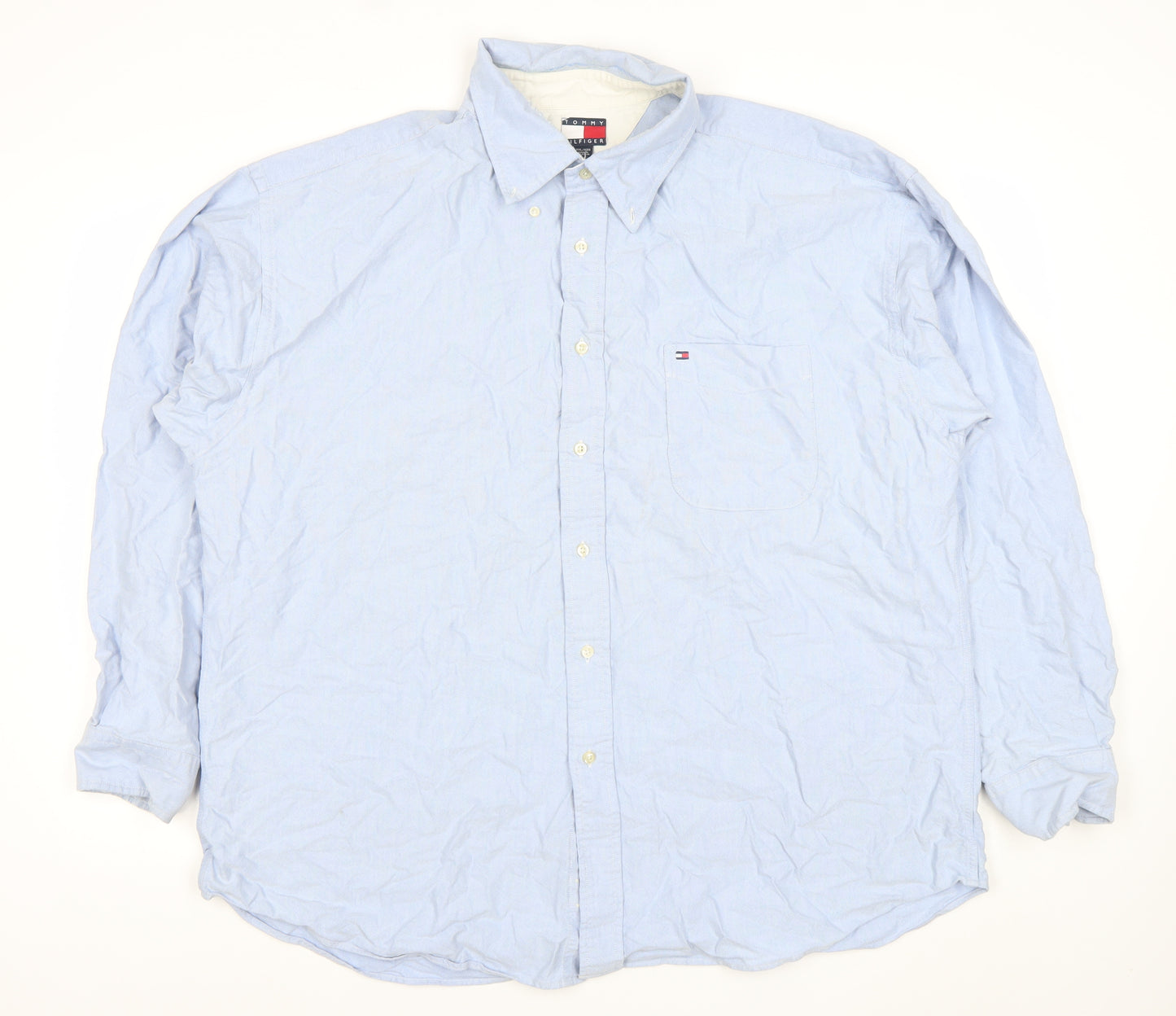 Tommy Hilfiger Men's Blue 2XL Button-Down Cotton Formal Shirt