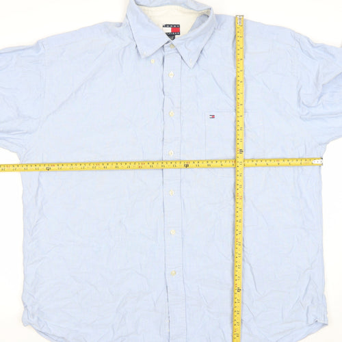 Tommy Hilfiger Men's Blue 2XL Button-Down Cotton Formal Shirt