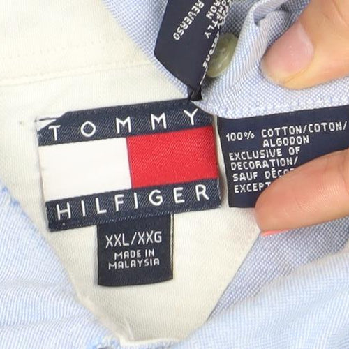 Tommy Hilfiger Men's Blue 2XL Button-Down Cotton Formal Shirt