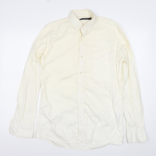 French Connection Men's Ivory Cotton Long Sleeve Dress Shirt Size S