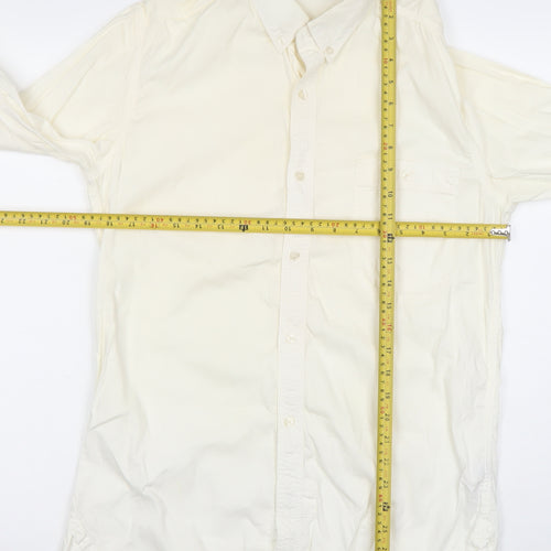 French Connection Men's Ivory Cotton Long Sleeve Dress Shirt Size S