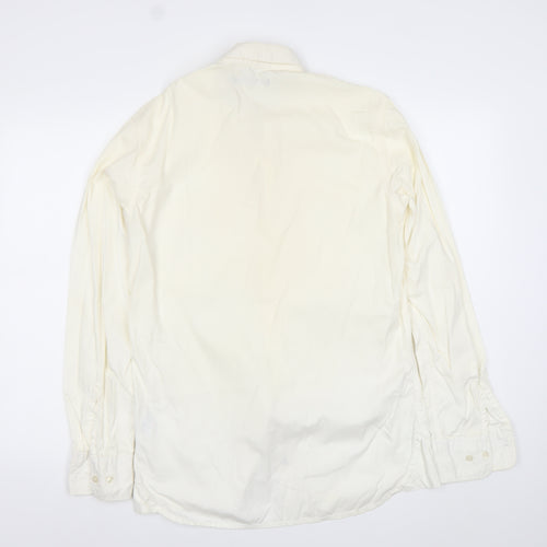 French Connection Men's Ivory Cotton Long Sleeve Dress Shirt Size S