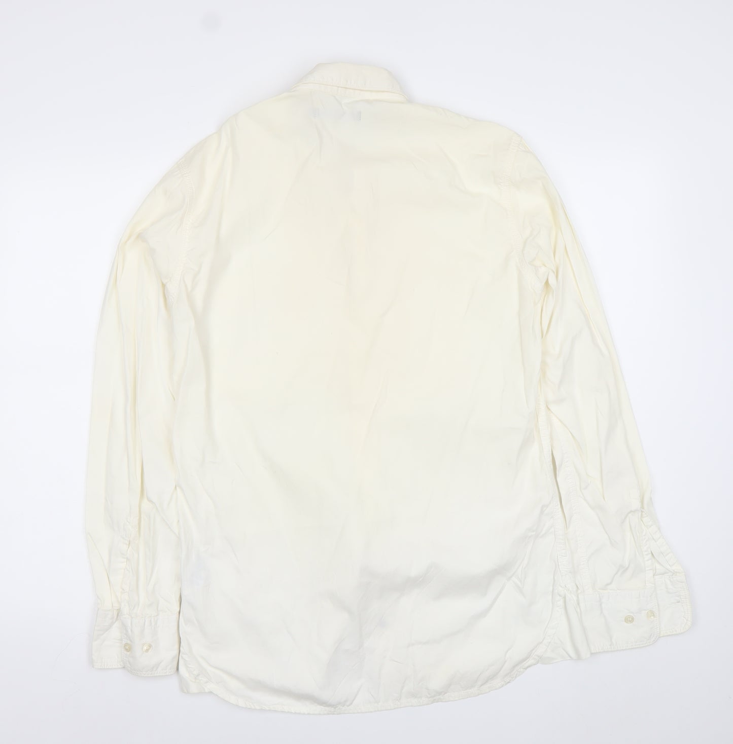 French Connection Men's Ivory Cotton Long Sleeve Dress Shirt Size S