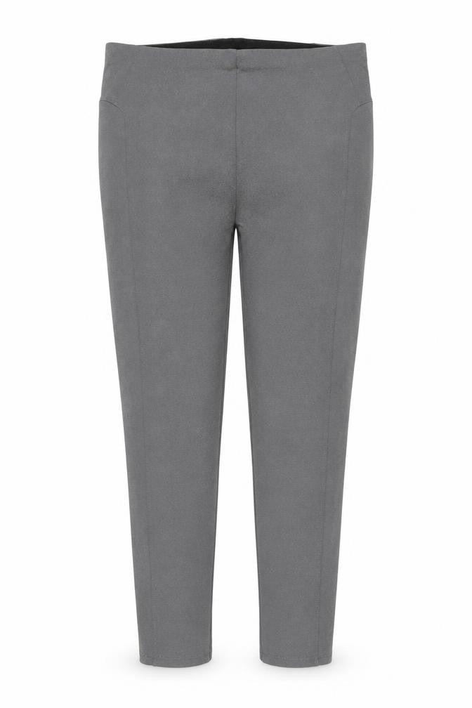 Front view of River Island women’s grey, size UK 12r, slim stretch knit trousers