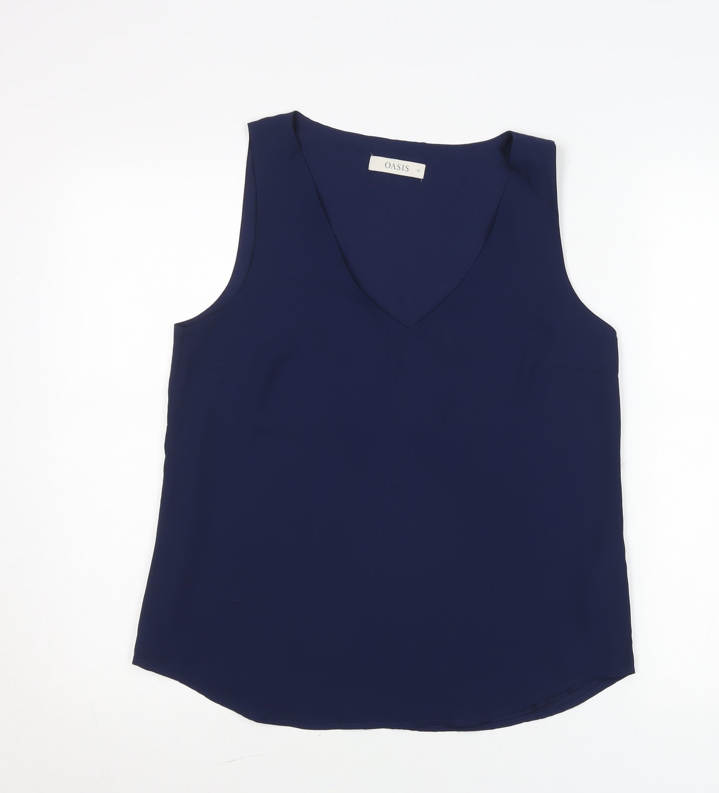 Oasis Women's Blue Sleeveless V-Neck Blouse Size 12