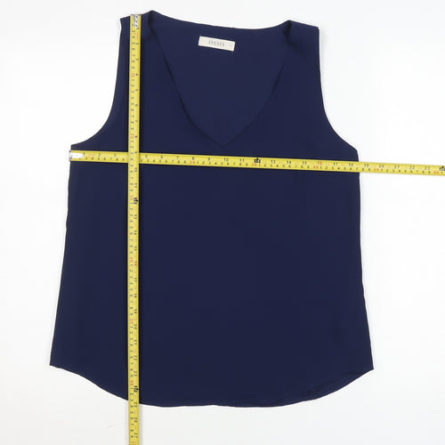 Oasis Women's Blue Sleeveless V-Neck Blouse Size 12