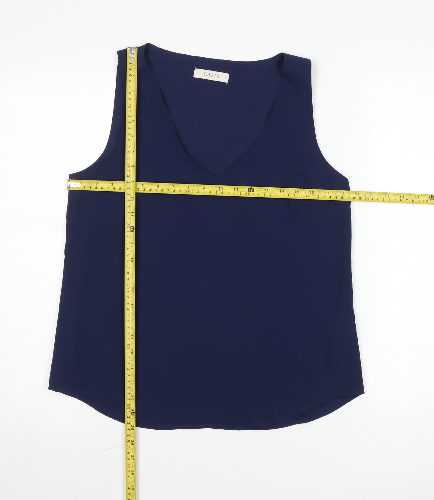 Oasis Women's Blue Sleeveless V-Neck Blouse Size 12