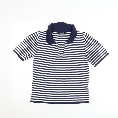 Twist Women’s Blue White Striped Polo Shirt Size 10