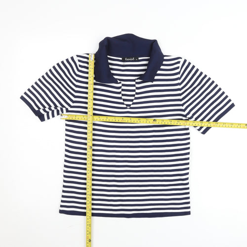 Twist Women’s Blue White Striped Polo Shirt Size 10