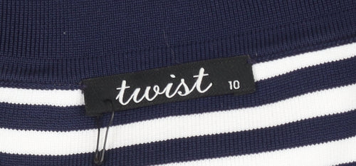 Twist Women’s Blue White Striped Polo Shirt Size 10