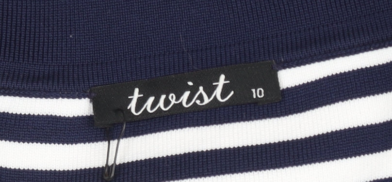 Twist Women’s Blue White Striped Polo Shirt Size 10
