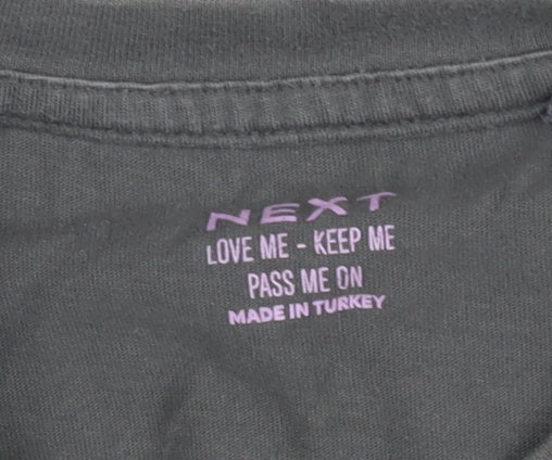 Next Girls Black Celestial Graphic T-Shirt 11-12 Years Cotton Short Sleeve