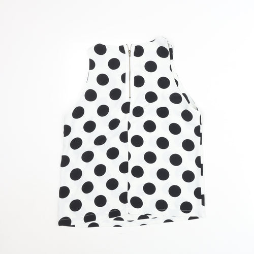 Glamorous Women White Polka Dot Sleeveless Tank Top M