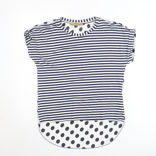 Pala D’Oro Women’s Blue Striped Polka Dot Jersey T-Shirt M