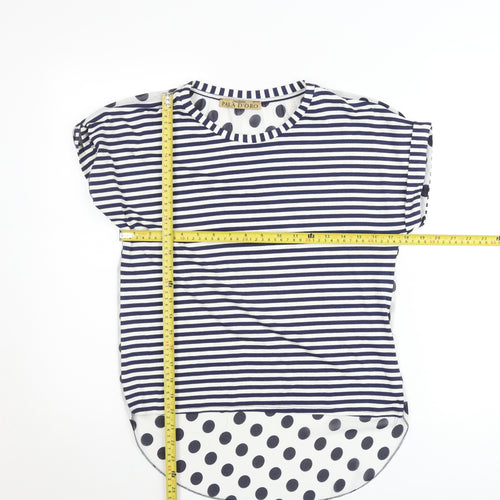 Pala D’Oro Women’s Blue Striped Polka Dot Jersey T-Shirt M